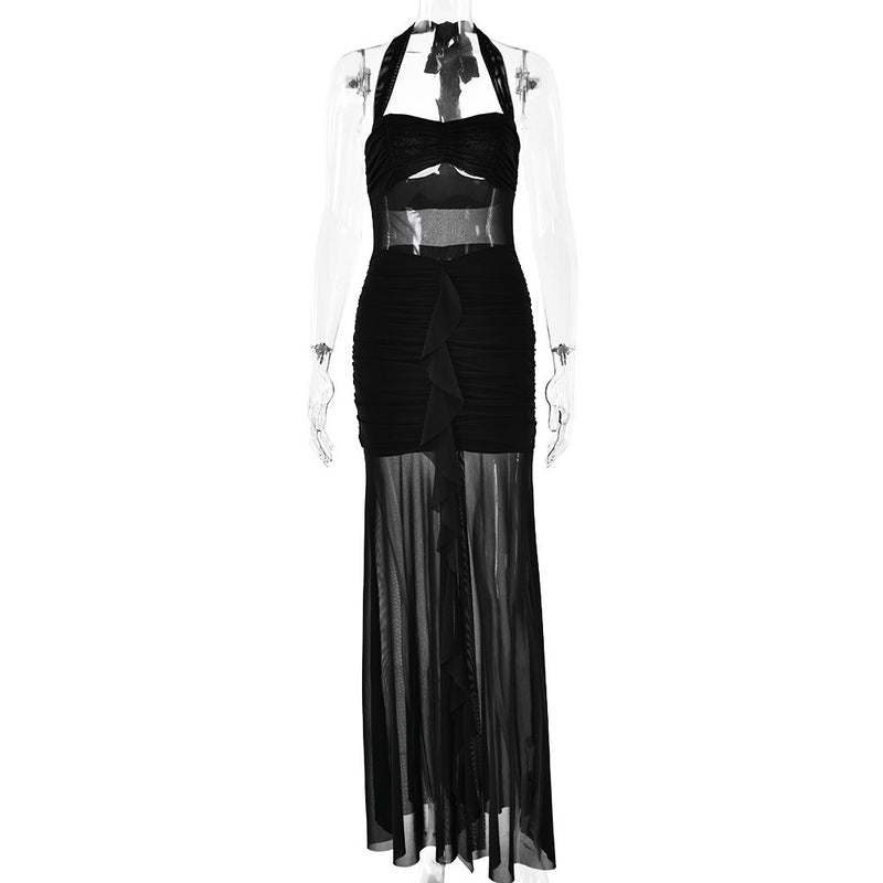 halter pleated dress, view 5 - MRSLM