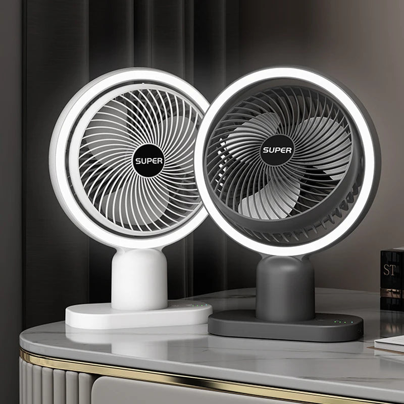 mini rechargeable desk fan with light, view 5 - MRSLM