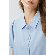 petal placket bubble sleeve top, view 7 - MRSLM