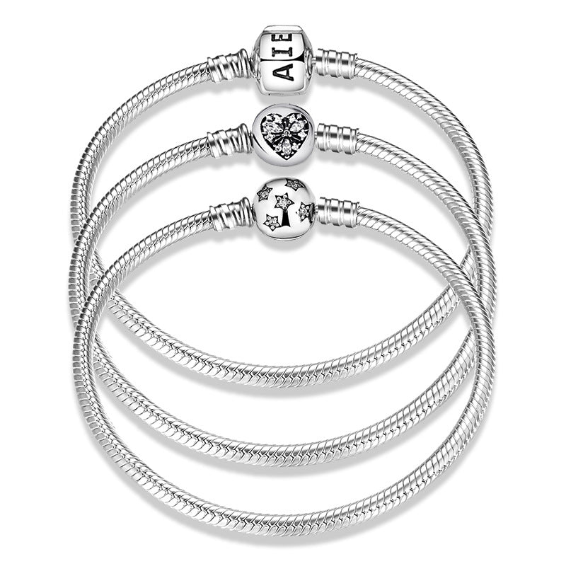 s925 silver snake bone chain bracelet, view 10 - MRSLM