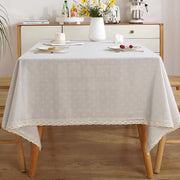 polyester linen tablecloth with lace edge, view 2 - MRSLM