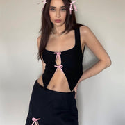 bowknot top and hollow-out skirt outfit, view 2 - MRSLM