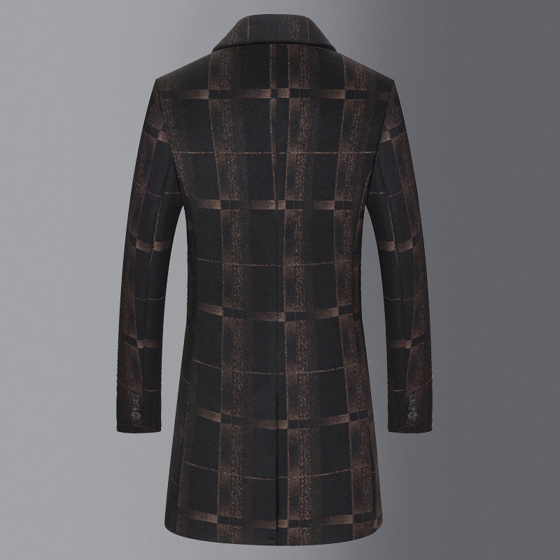 Men's mid-length slim woolen coat, view 2 - MRSLM