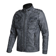 thick pu leather coat, view 3 - MRSLM