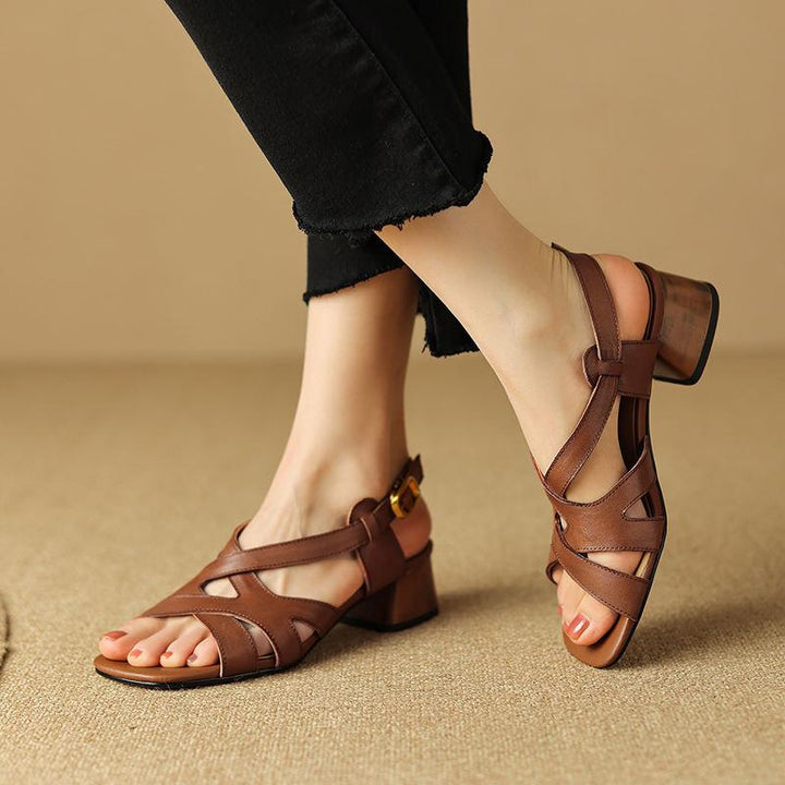 Summer Square Toe Chunky Heel Sandals