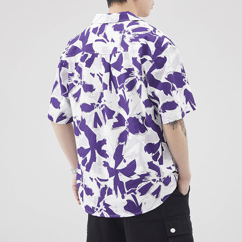 Men's printed beach flower shirt, view 3 - MRSLM