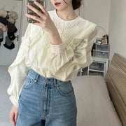 women's peplum lantern sleeve shirt - MRSLM