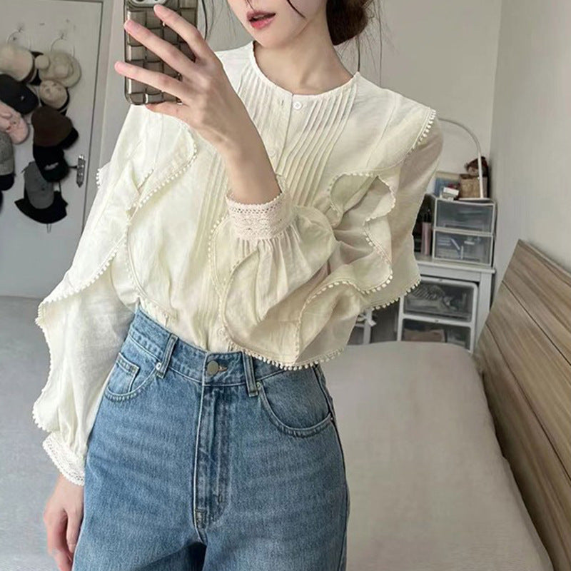 women's peplum lantern sleeve shirt - MRSLM