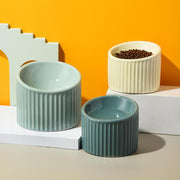 elevated striped ceramic pet bowl - MRSLM