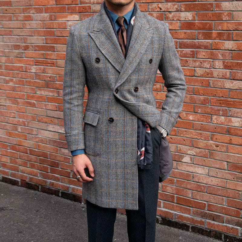 retro wool blend plaid polo coat, view 4 - MRSLM