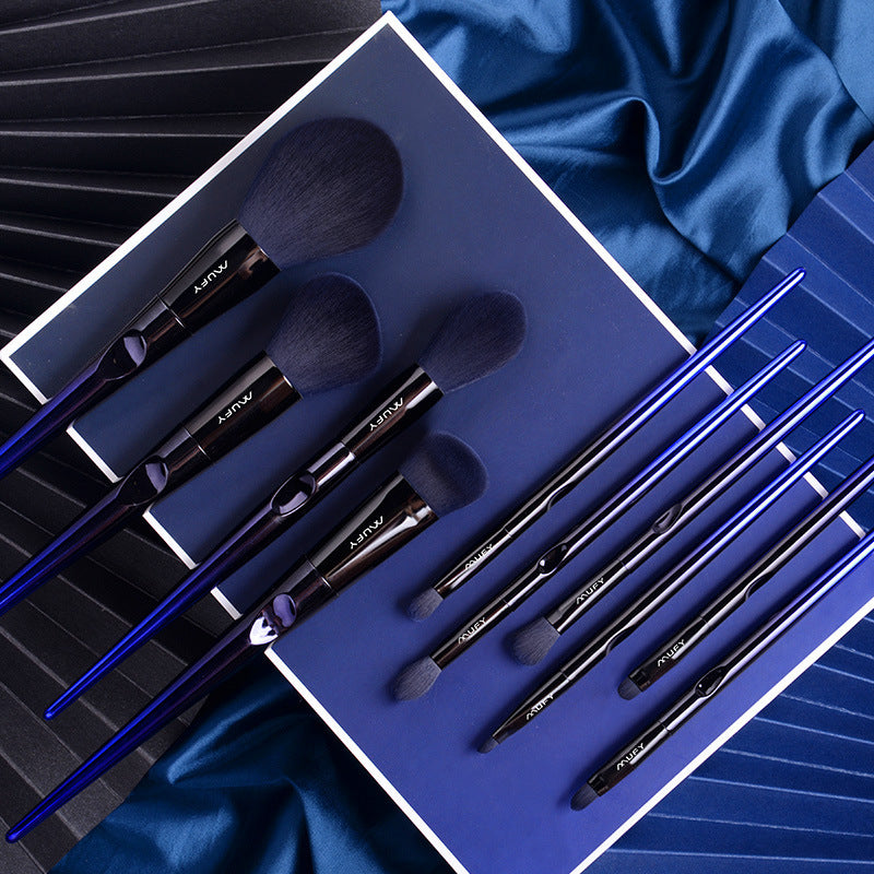 blue 10-piece makeup brush set, view 10 - MRSLM