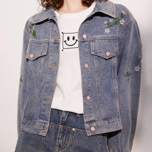 Embroidered denim jacket for women - MRSLM