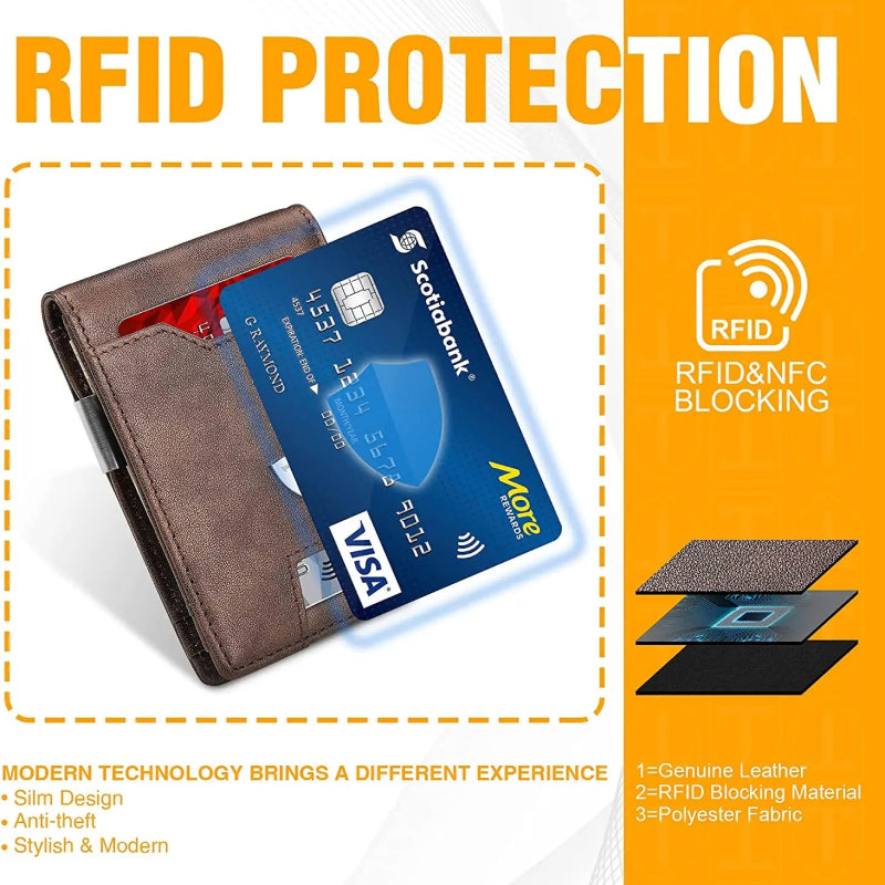 slim bifold leather wallet, view 5 - MRSLM