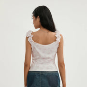 lace patchwork crop top, view 6 - MRSLM