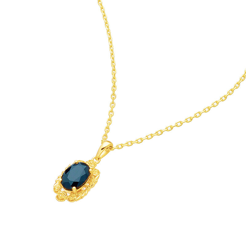 retro silver black agate necklace, view 4 - MRSLM