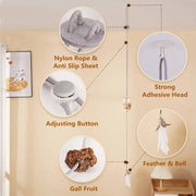 interactive cat toy food dispenser with feather and bell, view 5 - MRSLM