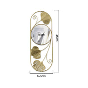 metal ginkgo leaf wall mirror, view 2 - MRSLM
