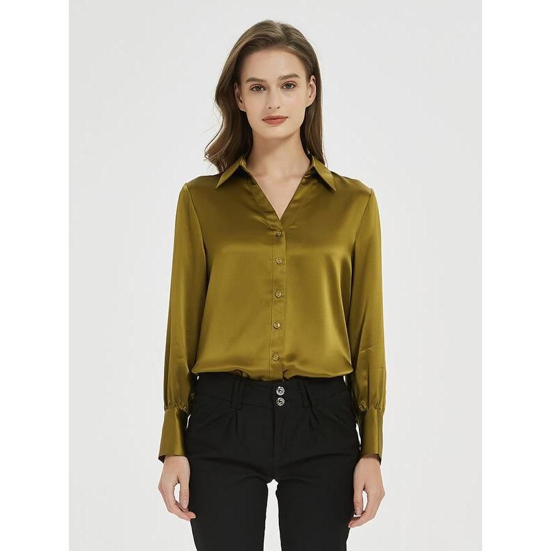 Chic Silk V-Neck Blouse for Women