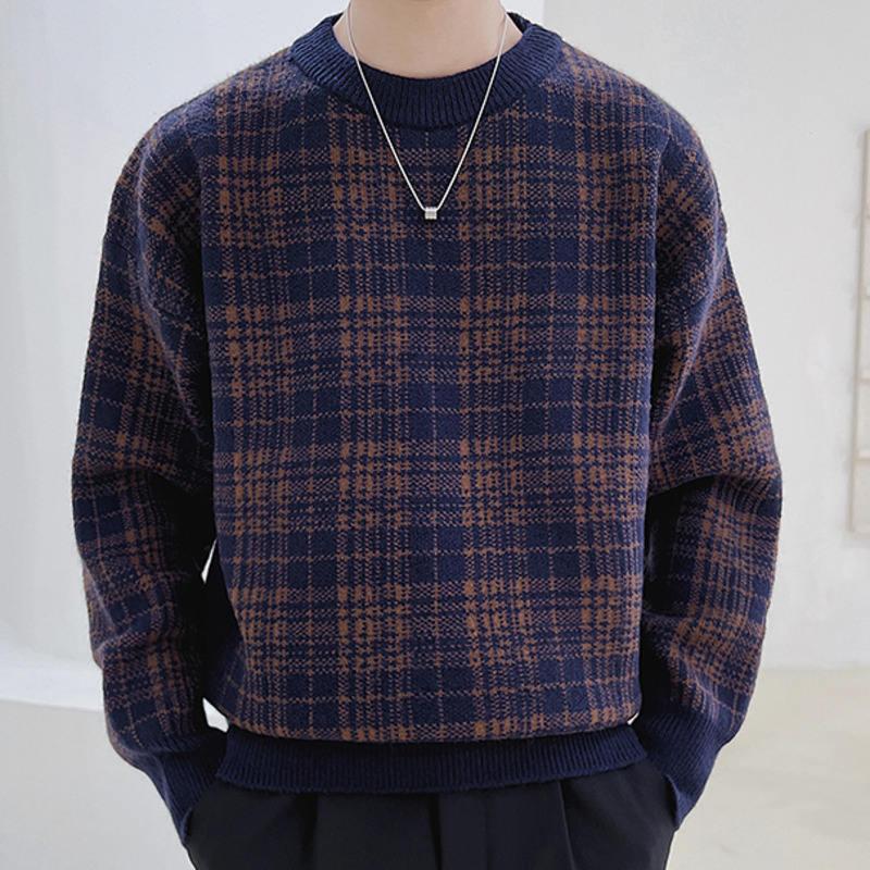 men's knitted plaid sweater, view 4 - MRSLM