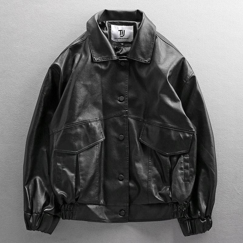 Loose double-breasted motorcycle jacket - MRSLM