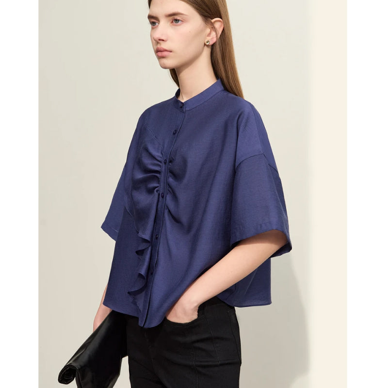 asymmetrical collar blouse, view 10 - MRSLM