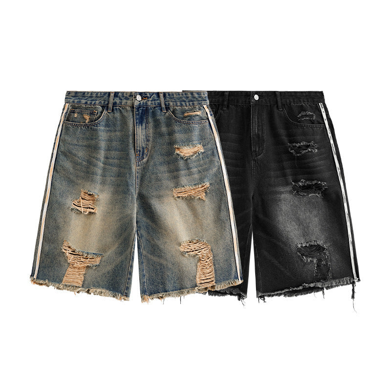 men's ripped denim shorts, view 2 - MRSLM