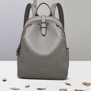 Blue grey leather women backpack, view 4 - MRSLM
