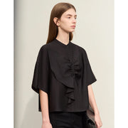 asymmetrical collar blouse, view 8 - MRSLM