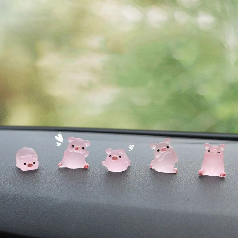 Cute Resin Piggy Decoration for Console & Rearview Mirror