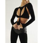 backless long sleeve t-shirt for women, view 2 - MRSLM