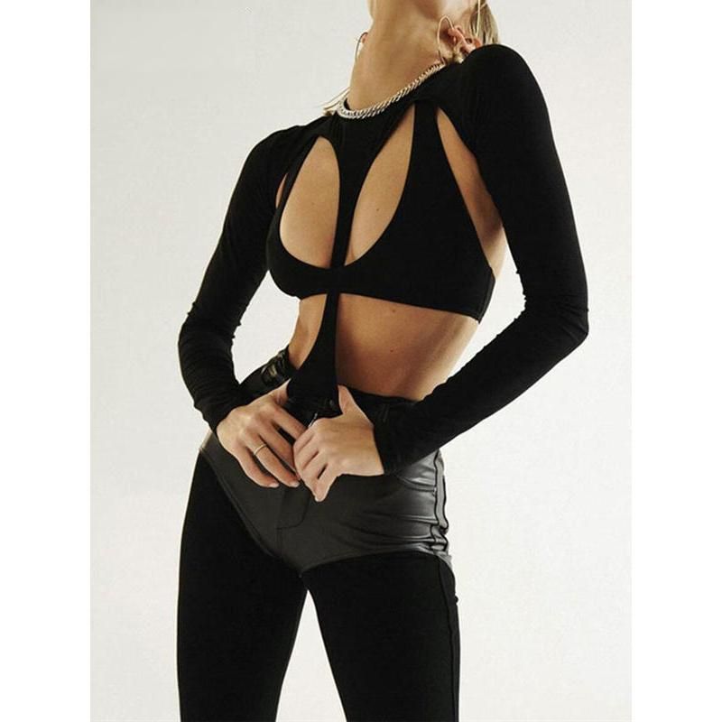 backless long sleeve t-shirt for women, view 2 - MRSLM
