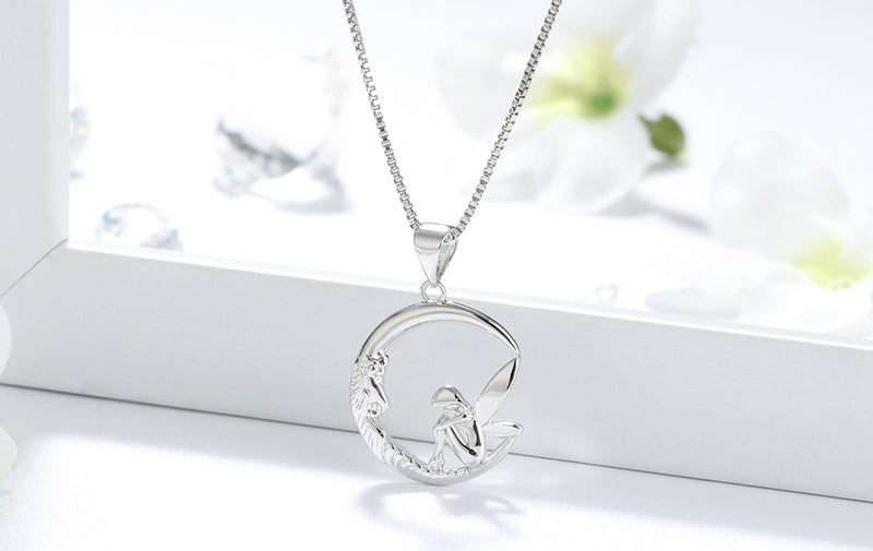 S925 silver angel pendant necklace, view 3 - MRSLM