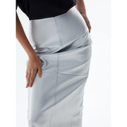 Gold PU leather long skirt, view 11 - MRSLM