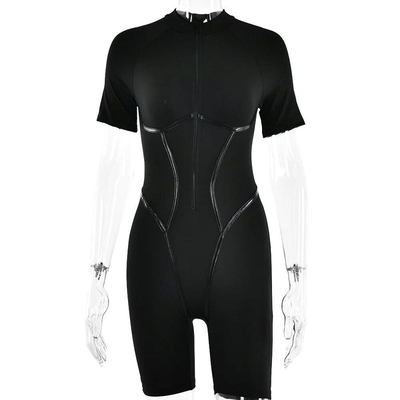Striped zipper playsuit, view 3 - MRSLM