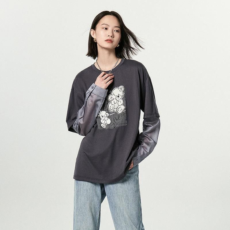 bear print embroidered cotton tee - MRSLM
