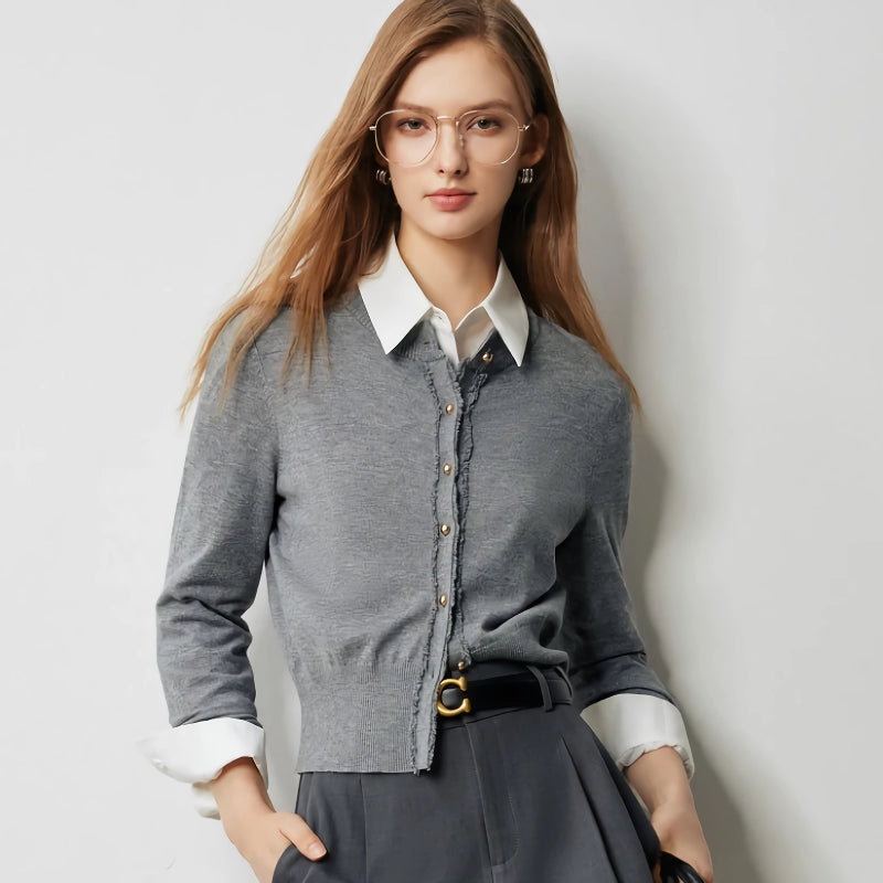tassel edge slim fit cardigan, view 7 - MRSLM