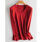 Classic long sleeve V-neck tee, view 3 - MRSLM