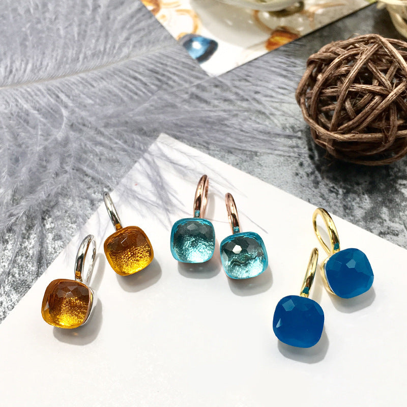 colored stone french hook earrings, view 2 - MRSLM
