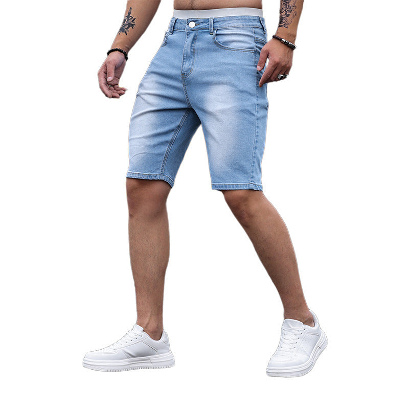 men's tight fit denim shorts, view 3 - MRSLM