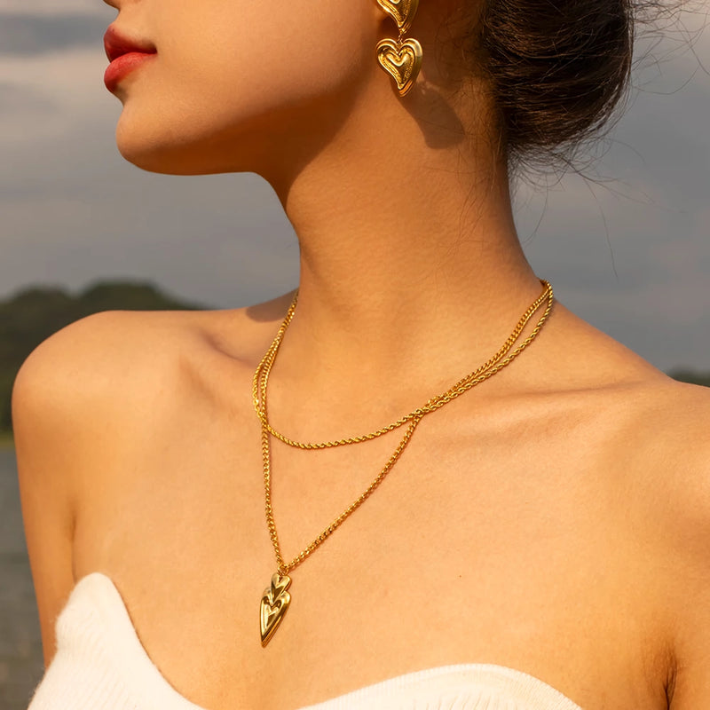 18k gold plated love heart necklace, view 3 - MRSLM