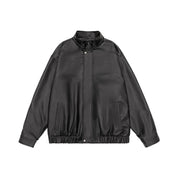 Loose lapel PU leather jacket, view 5 - MRSLM