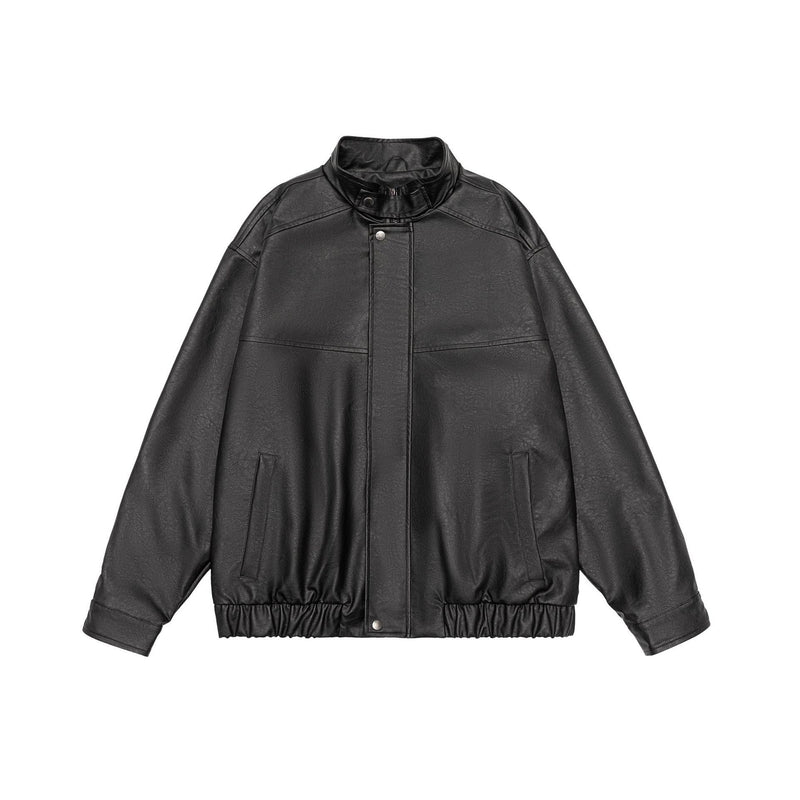Loose lapel PU leather jacket, view 5 - MRSLM