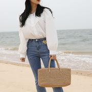 handmade straw woven beach bag, view 4 - MRSLM