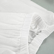white cotton lantern sleeve top and shorts set, view 10 - MRSLM
