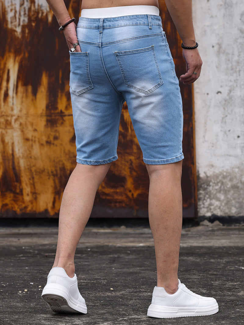 men's tight fit denim shorts, view 5 - MRSLM