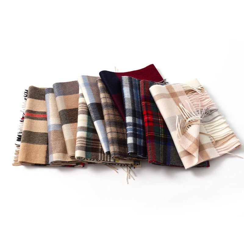 plaid cashmere scarf with tassels, view 15 - MRSLM