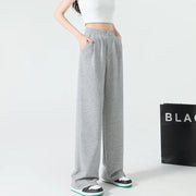 High waist wide leg gray sweatpants, view 4 - MRSLM