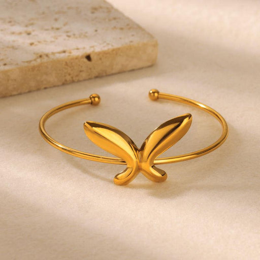 Butterfly cuff bracelet, gold stainless steel - MRSLM