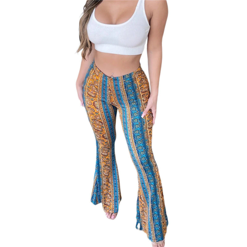 floral print high-waist flared pants, view 6 - MRSLM