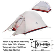 ultralight portable 1-person camping tent, view 2 - MRSLM